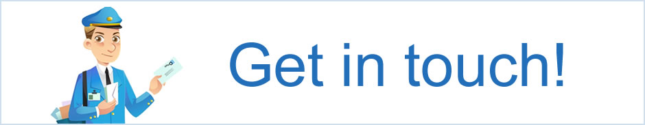 banner image of a postman with the words get in touch!